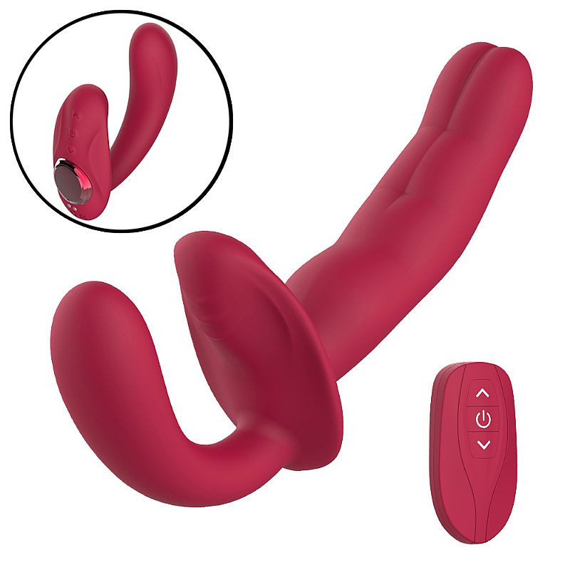 Vibrador de Casal com Ponto G - Strapless / Com controle Remoto - Olive - 8130