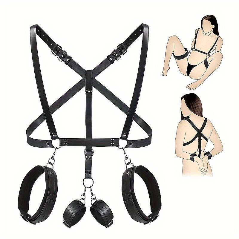Fetiche Harness de Couro Sintético com Algemas - 8205