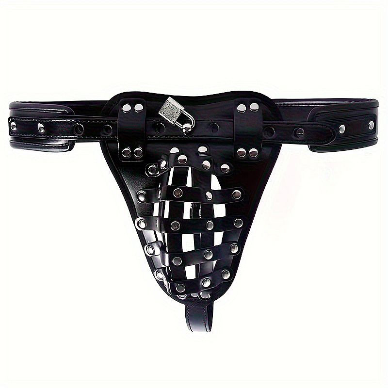 Cinto de Castidade em Couro Sintético Formato de Cueca - 8206