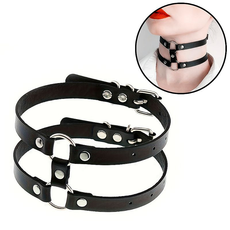 Coleira Dupla Fivela - Choker Rebite - 8225
