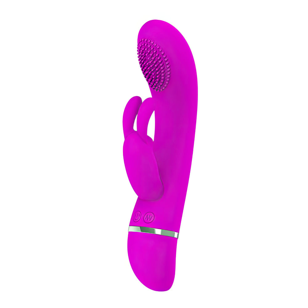 Vibrador com estimulador coelho, com 3 intensidades de pulsação em sua ponta e 7 modos de vibração - PRETTY LOVE - 8236