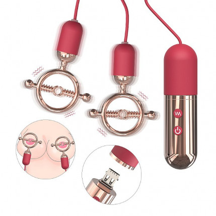 Grampo de Mamilos com Vibrador - Forbidden Lock - S-Hande - 8071