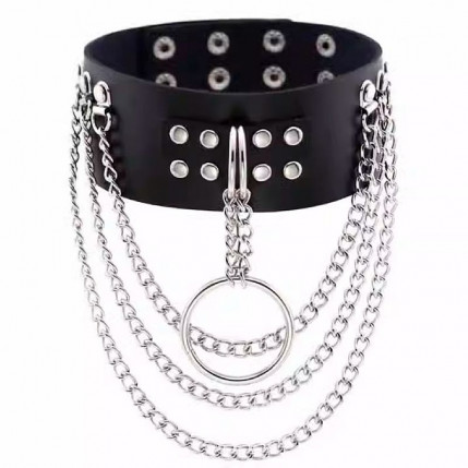 Coleira com Correntes - Choker Rebite - 8224