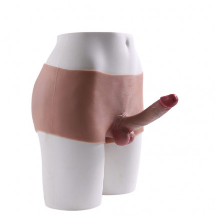 Cinta Peniana Estilo Short com Pênis Realístico com Escroto, Veias Salientes e Glande – ONE-PIECE PENIS STRAP - 8311