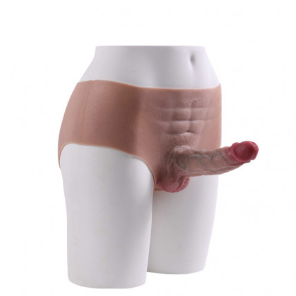 Cinta Peniana Estilo Short com Detalhes de Abdômen Masculino, Possui Pênis Realístico com Escroto – ONE-PIECE PENIS STRAP - 8317