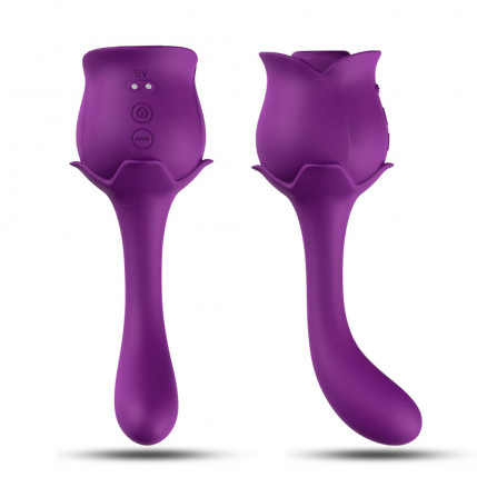 Vibrador de ponto G duplo com 9 modos de vibração e 10 modos de pulsação - Formato de Rosa - 8277
